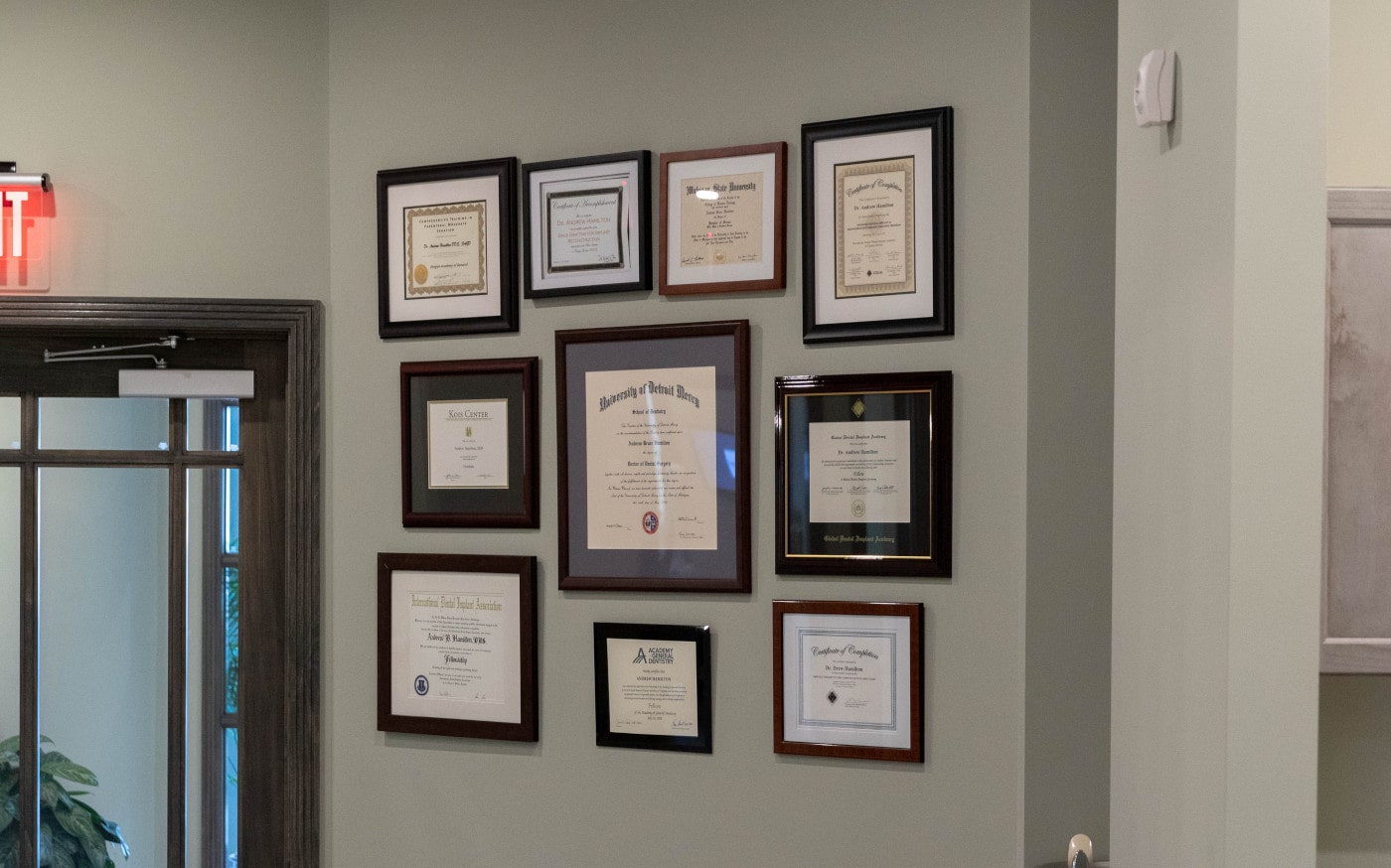 Picture of dental implant education certificates.